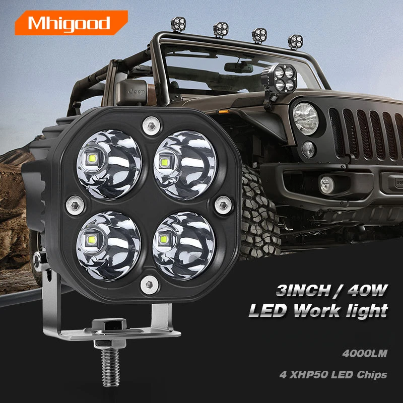 40W LED Spotlights 3 inch Dual Colo White+Yellow Fog Lamp H/L Beam ATV Car Motorcycle Truck Driving Running Lights