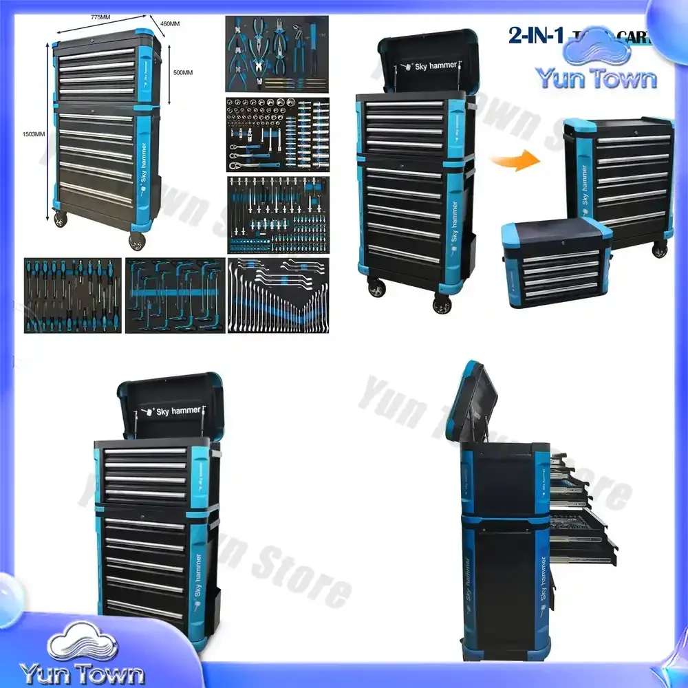 Tool Trolley with 273 pcs Tools Rolling Tool Cabinet Garage Storage Organizer for Car Repair Heavy Duty Mobile Toolbox for