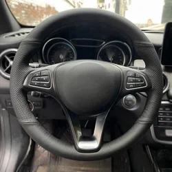 Car Steering Wheel Cover Leather For Mercedes Benz W176 W246 W205 C117 218 X218 C253 W213 X253 W166 C292 Automotive Interior