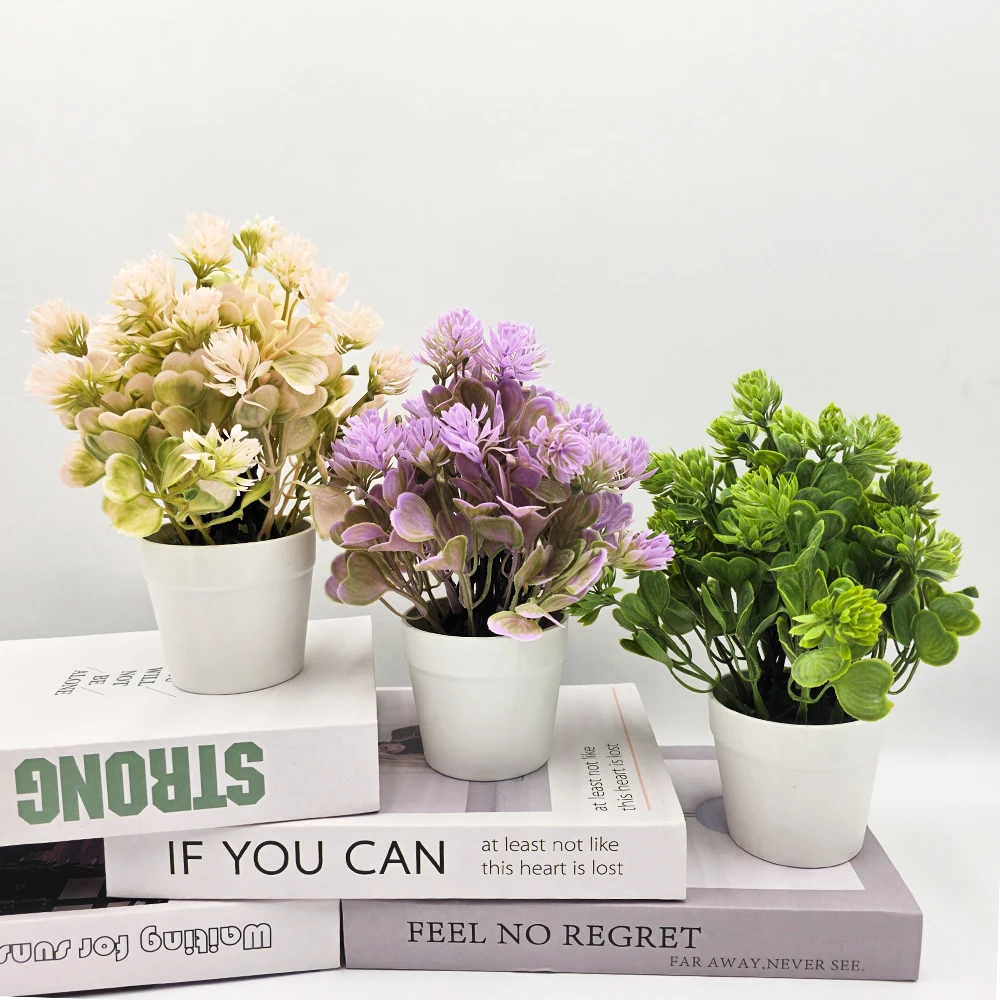 Immagine 3: Pianta Artificiale Milan Bianca Ghiacciata 25cm, Fiore Finto Rosa e Verde in Vaso Bianco, Pianta Artificiale, Decorazione Moderna per Casa e Ufficio