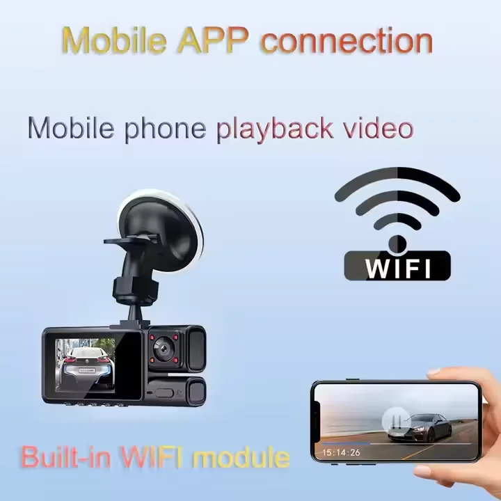 عالية الجودة 3 عدسة Dashcam 360 1080P HD للرؤية الليلية مسجل فيديو السيارة مع عدسة دوارة #4