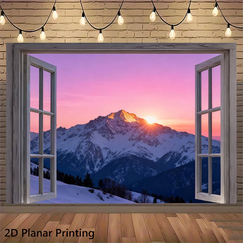 Stunning Mountain Sunrise Landscape Wall Tapestry Decor Art Print Alpine Winter Sunset Scenic Nature View Canvas Poster Room Dec