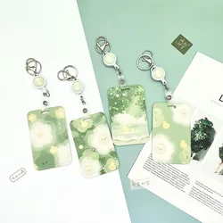 1 PCS Fresh Green Flowers Cartoon Card Holder Campus Student Card Bus Card Access Card ABS Plastic Protection Card Cover