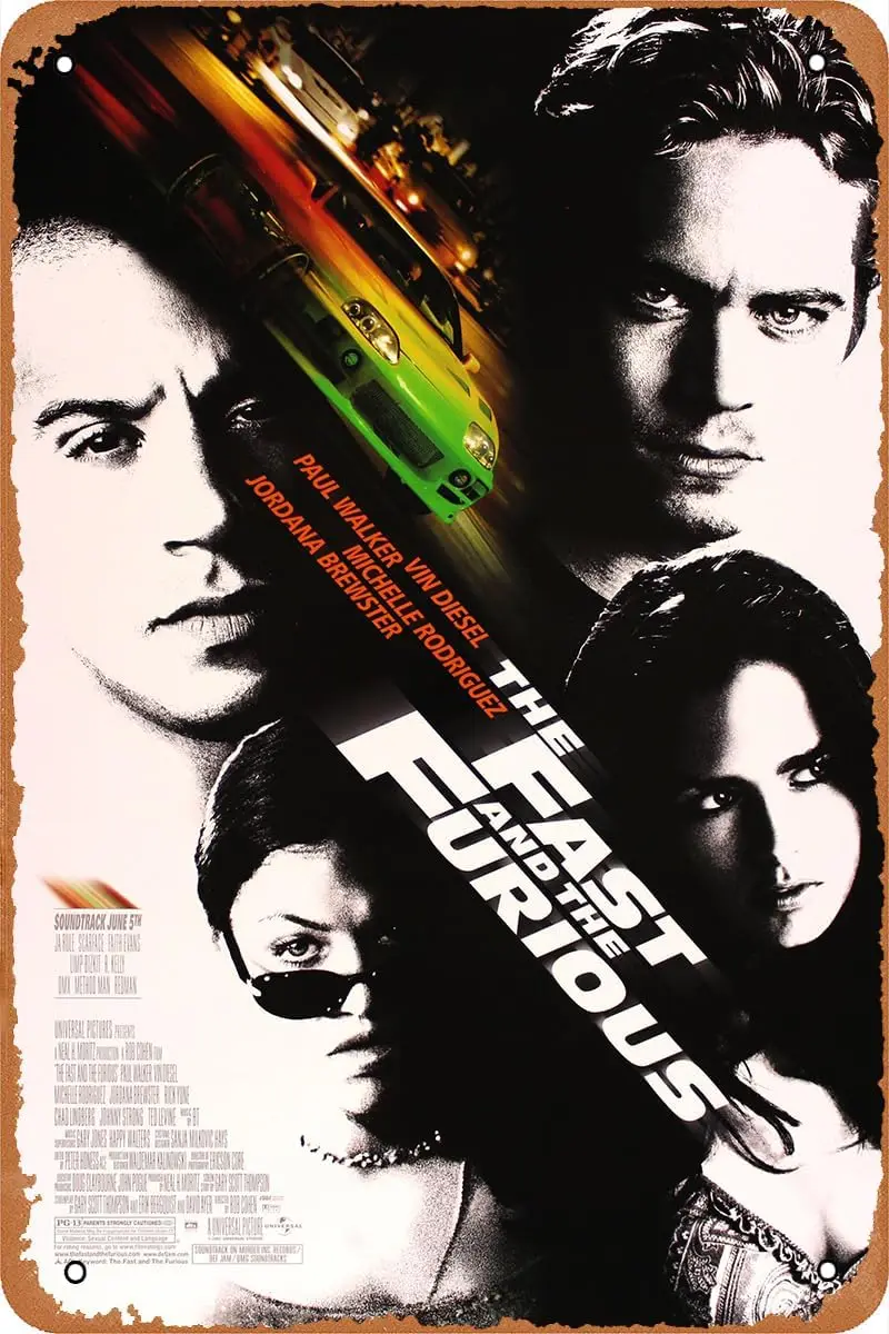 Vintage Look Metal Sign The Fast and the Furious Movie Poster for Cafe Bar Man Cave Bedroom Home Wall Art Decor Gift Retro  sign