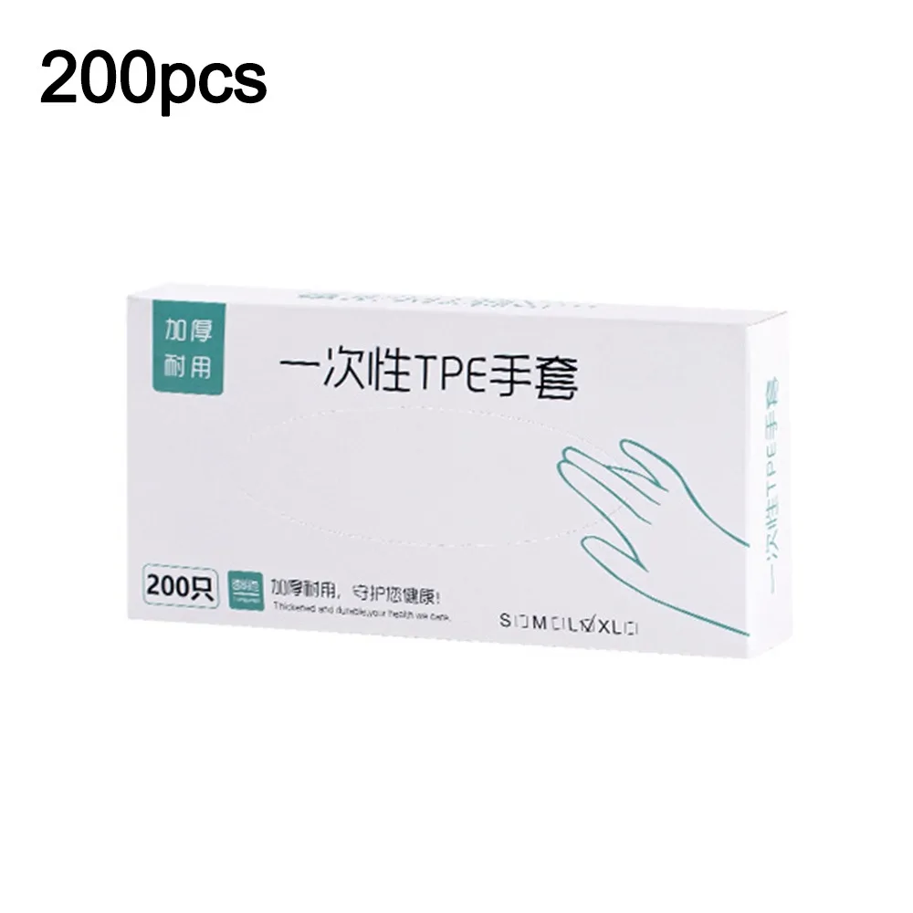 

100/200Pcs New Transparent Disposable Gloves Food Grade Leak-proof Cleaning Gloves Oil-proof TPE Latex Free Gloves Household
