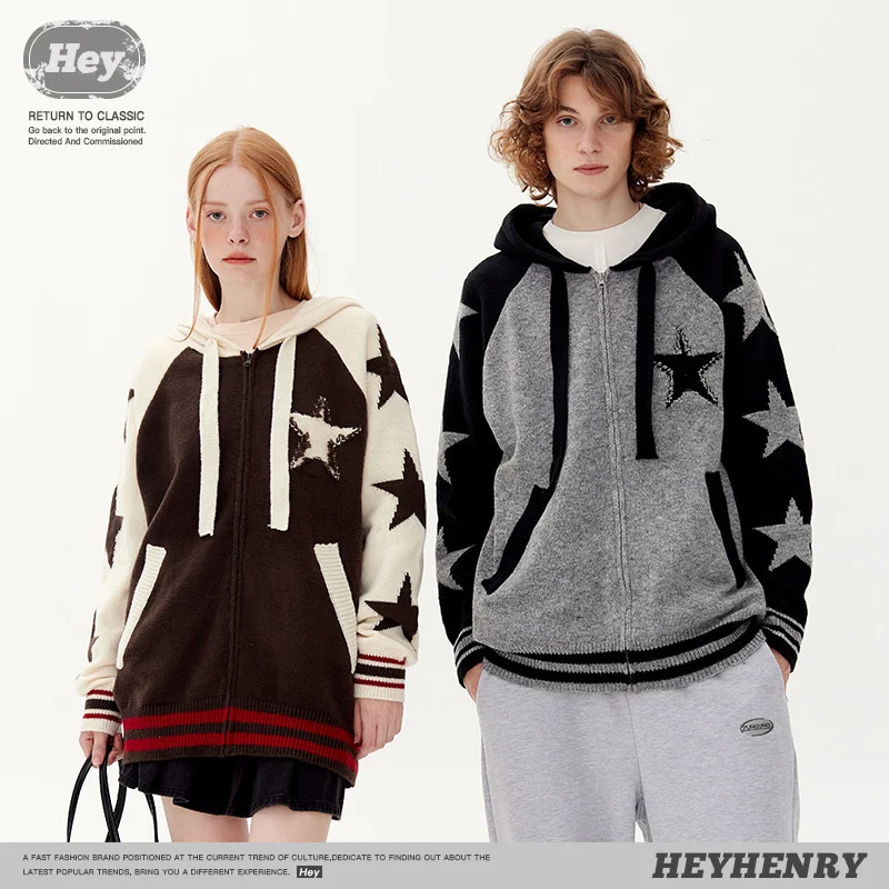 

Clothes For Teens American College Style Knitted Cardigan Coat Hooded Top New Style Sweater Trend In Autumn And Winter