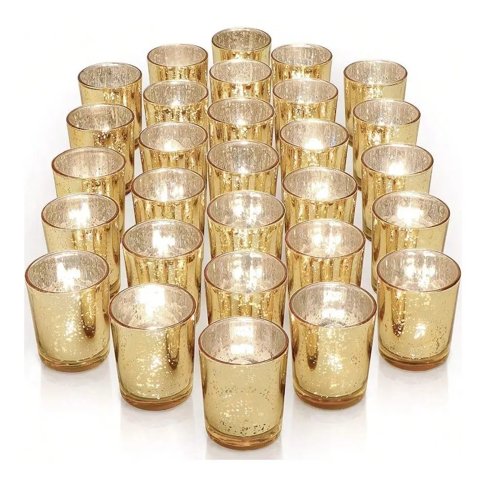 Votive Candle Holders Set Of 36 Speckled Mercury Gold Glass Candle Holder Bulk Ideal Fall Decor For Boho Wedding Centerpiece Ta
