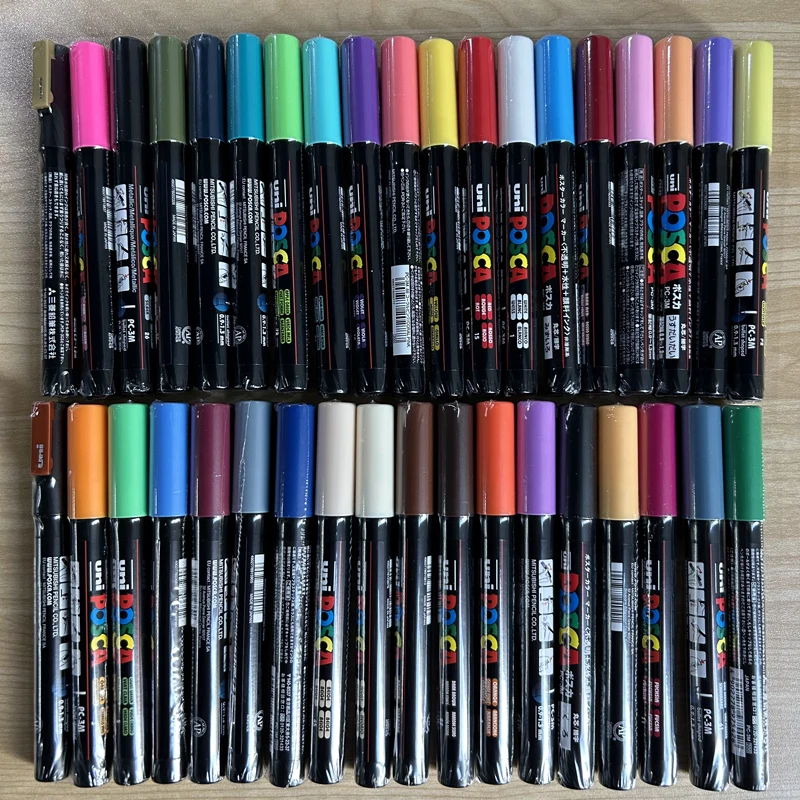 1PCS Uni Posca PC-3M Paint Marker Pen 45 Colors Art Painting 0.9-1.3mm Fine Point Marking Drawing Graffiti Pens Acrylic