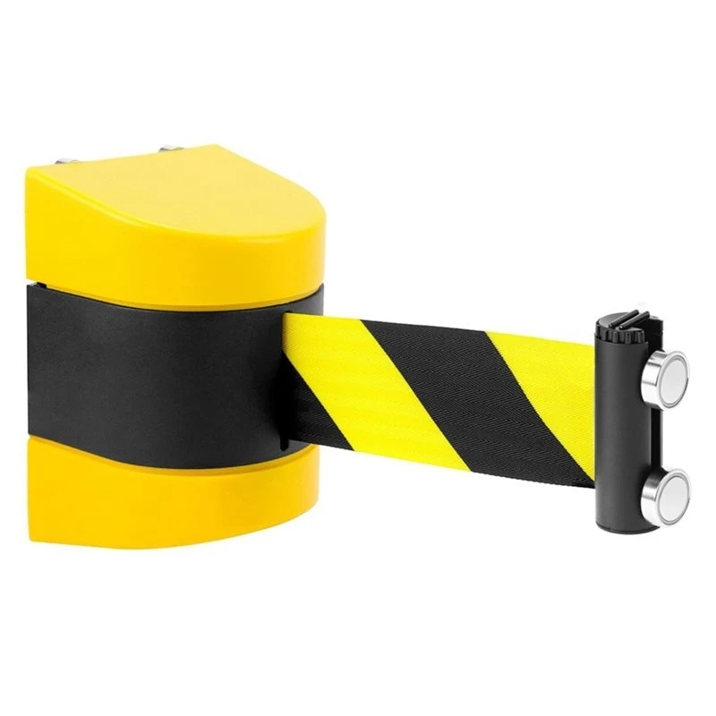 T24C ABS Case Included 16.4 Ft Magnetic Retractable Wall Mount Barrier For Grocery Retail Store, Crowd Control Safety Belt