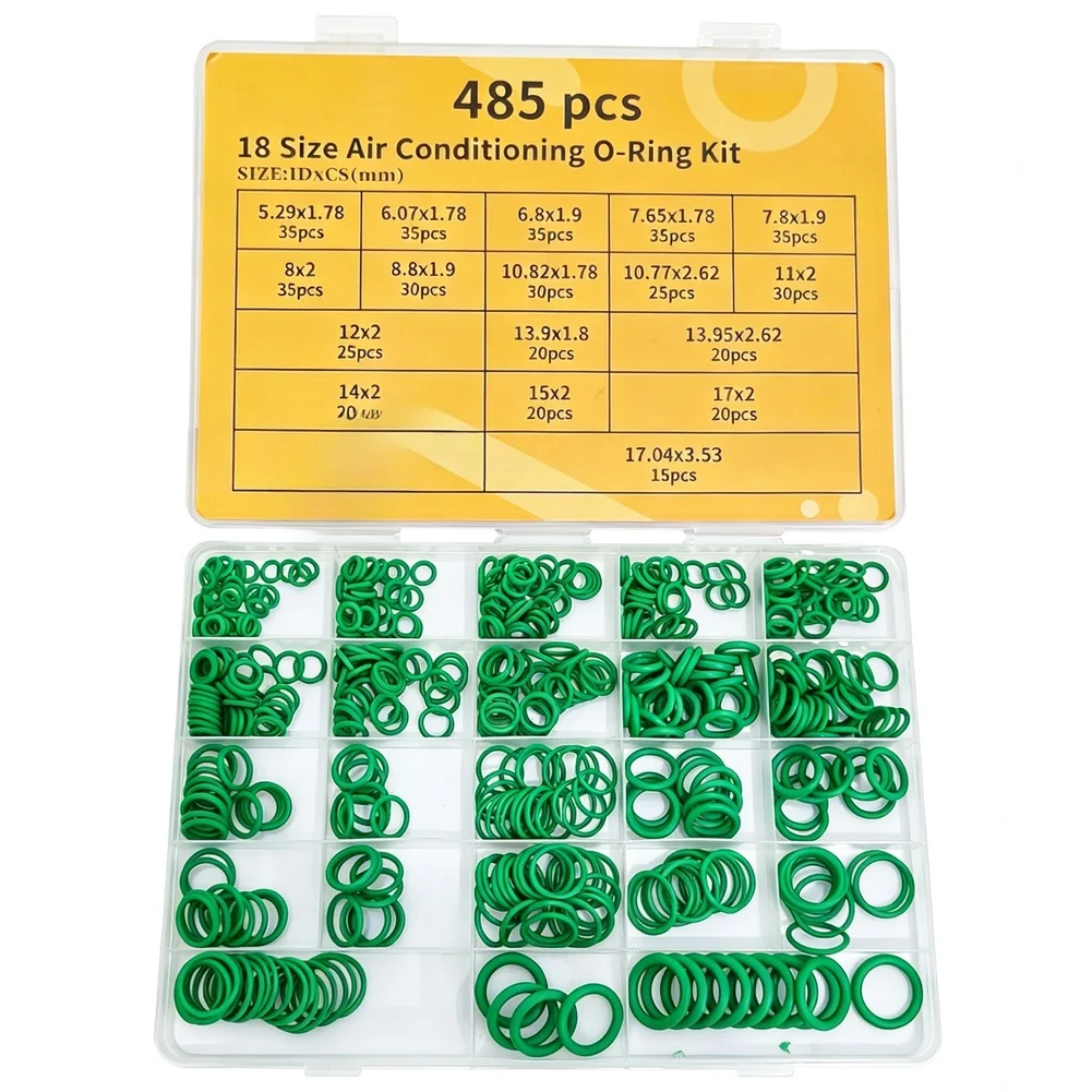 485-Piece Nitrile O-Ring Set for Car Air Con Compressor Suction Port Seals and Engine Water Pipe Outlet Repairs
