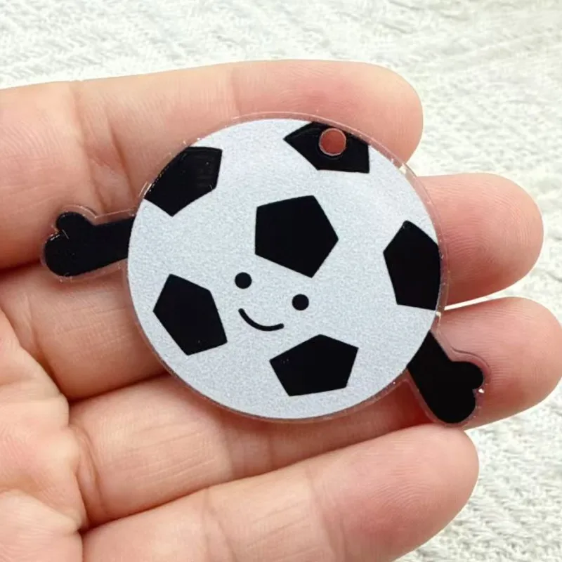 10Pcs Acrylic rugby football badminton racket charm For Bracelet Key Chain Necklace Pendant DIY Jewelry Making Accessories