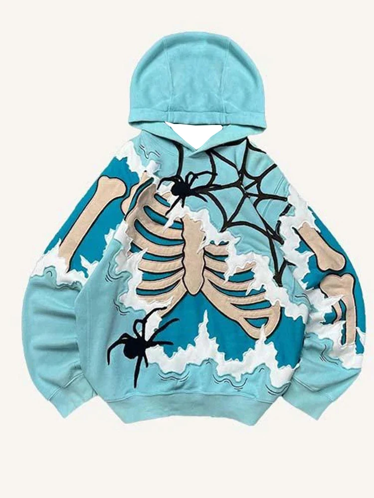 Neuheit Herbst/Winter 2026: Amerikanischer Hip-Hop-Stil 3D-Skelett-Print Hochwertiger Hoodie Perfekt für den Alltag – Detail 9