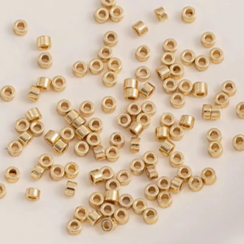 100PCS 14K Copper Clad Tube Beads, Japanese Millet Beads, Antique Beads, Handmade Beaded DIY Jewelry, Loose Beads, C35, 1.6mm