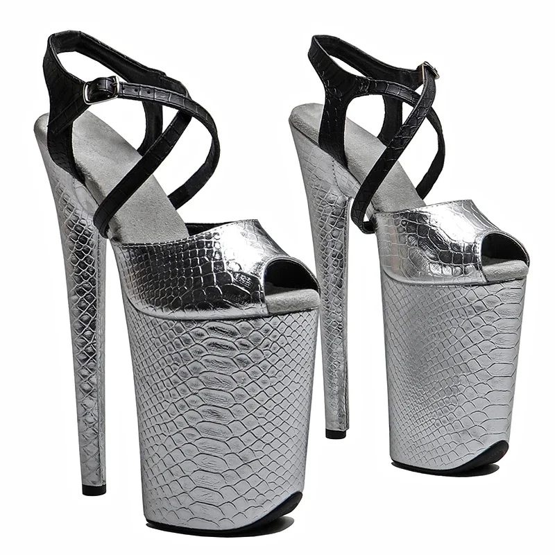 Leecabe 23CM/9inches Snake PU upper  fashion trend exotic  Platform High Heels Sandals Pole Dance shoes