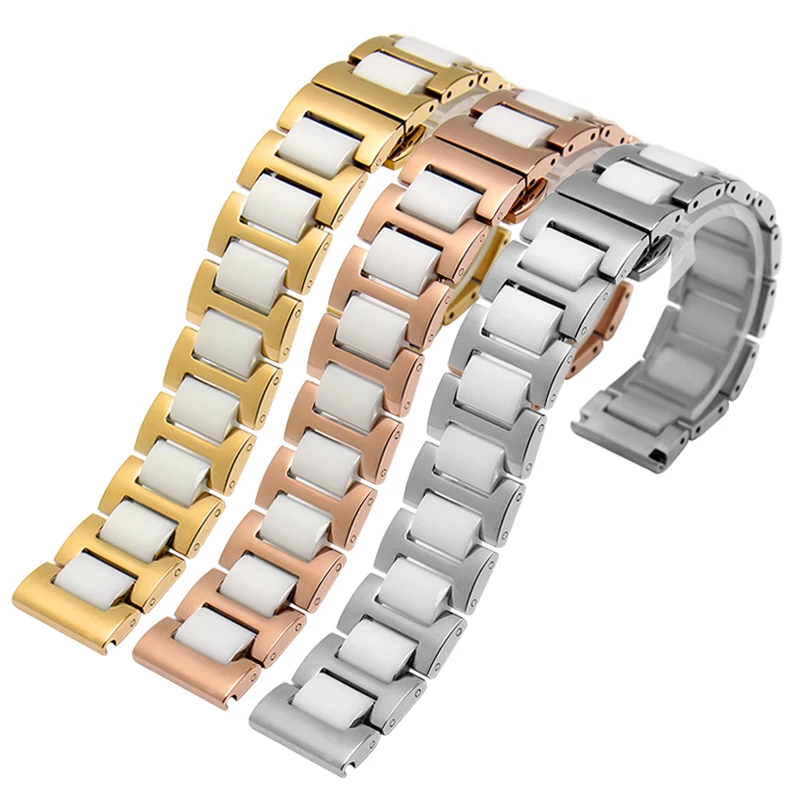 Quick release Watchband For Swarovski 5547642 5452498 5452501 Stainless steel ceramic Women watch strap 12mm 14mm 17mm wristband