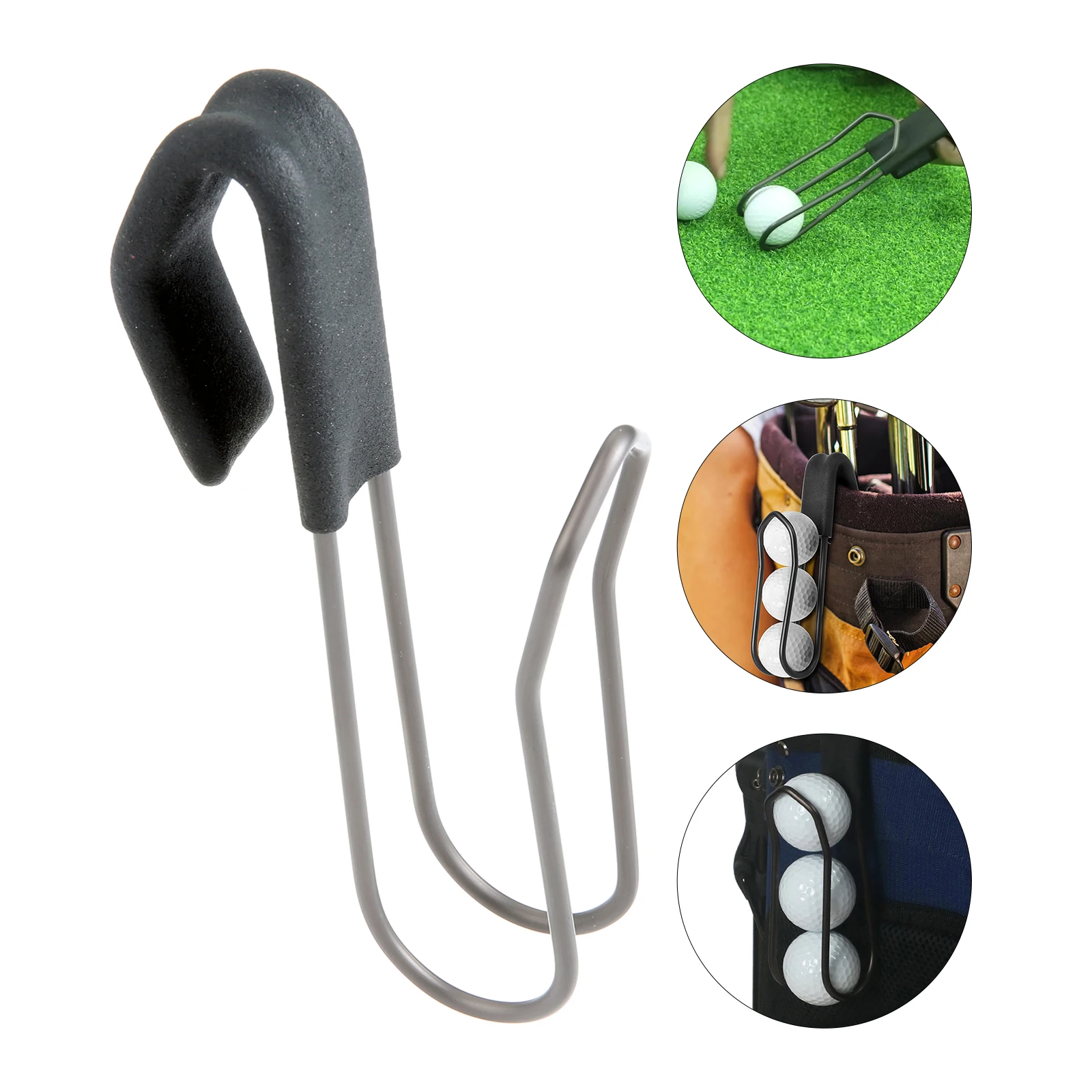 

Black Golf Ball Holder with Quick-Draw Release Portable Waist Clip Metal Ball Carrier Holds 3 Balls Attachment To Bag or Cart