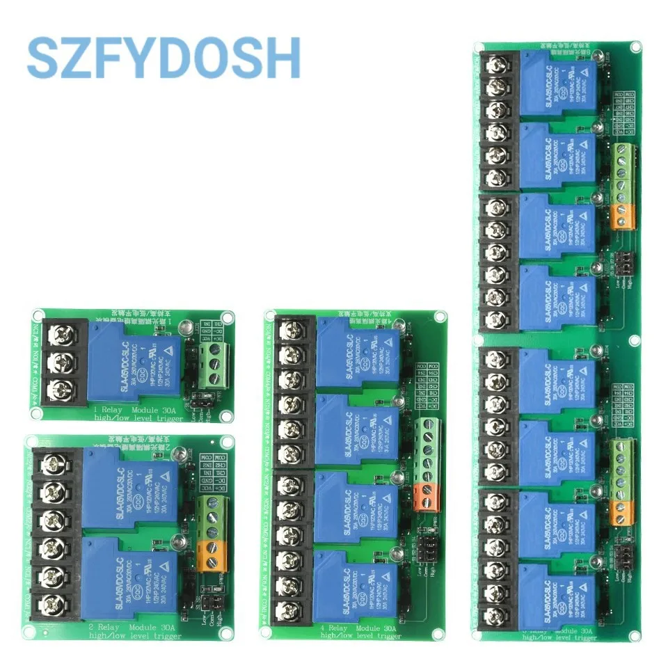 1 2 4 8 Channel Relay Module 30A With Optocoupler Isolation 5V 12V 24V Supports High And low Triger Trigger 