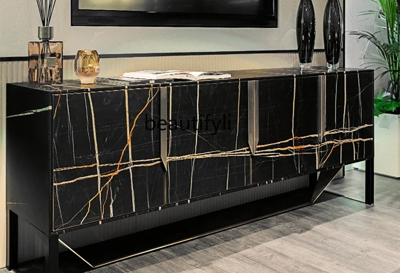 Postmodern light luxury style imitation marble pattern simple design living room TV cabinet entrance decorative cabinet