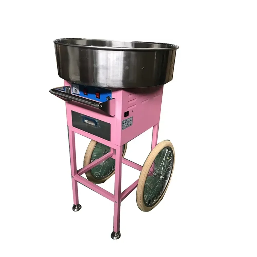 New Commercial Electric Cotton Candy Machine/Flower Candy Floss Maker Pink with Cart