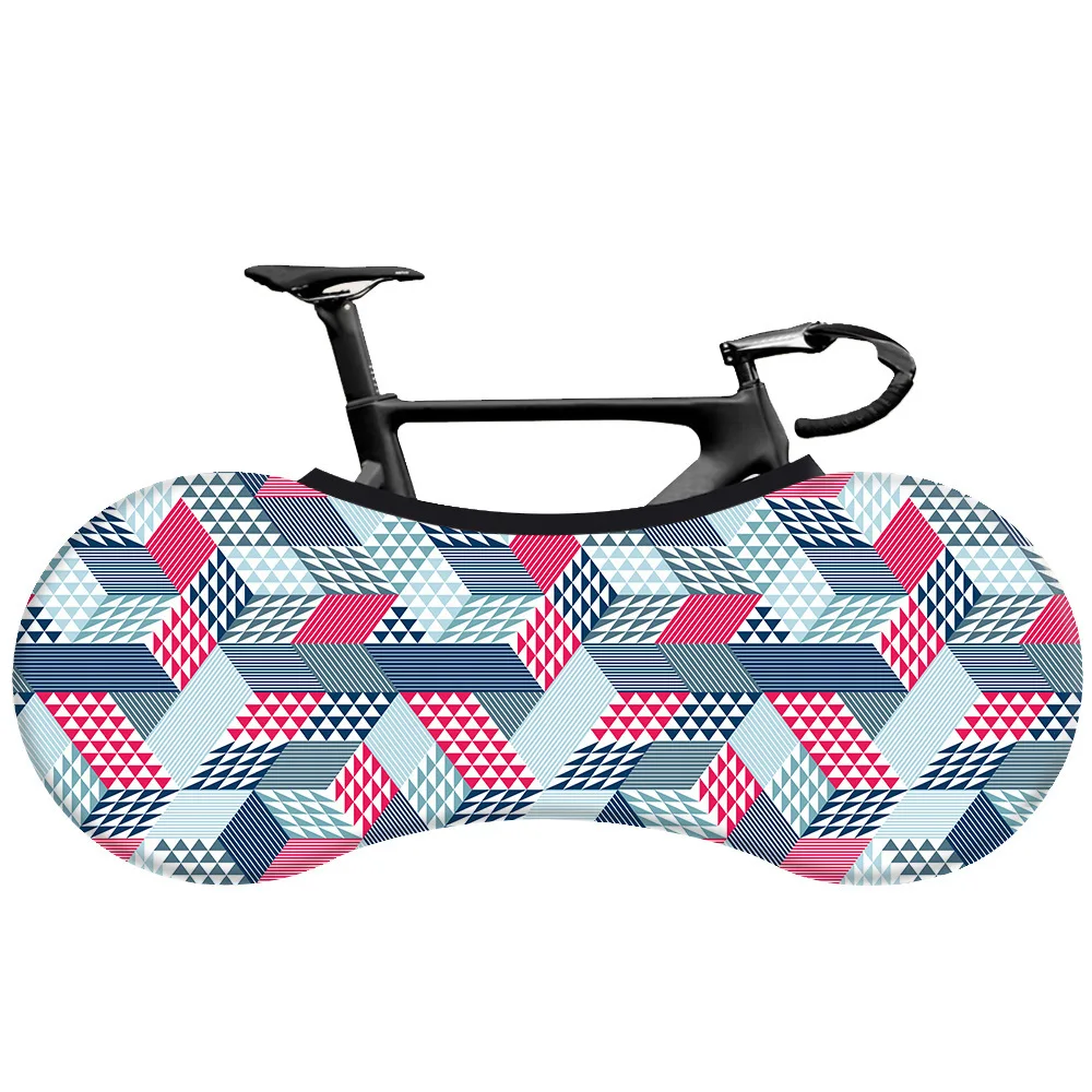 Fresh Blue Geometry Printing Bicycle Cover Wheel Cover Stretch Dustproof Colorful Mountain Milk Silk Fabric Bike Jacket Cover