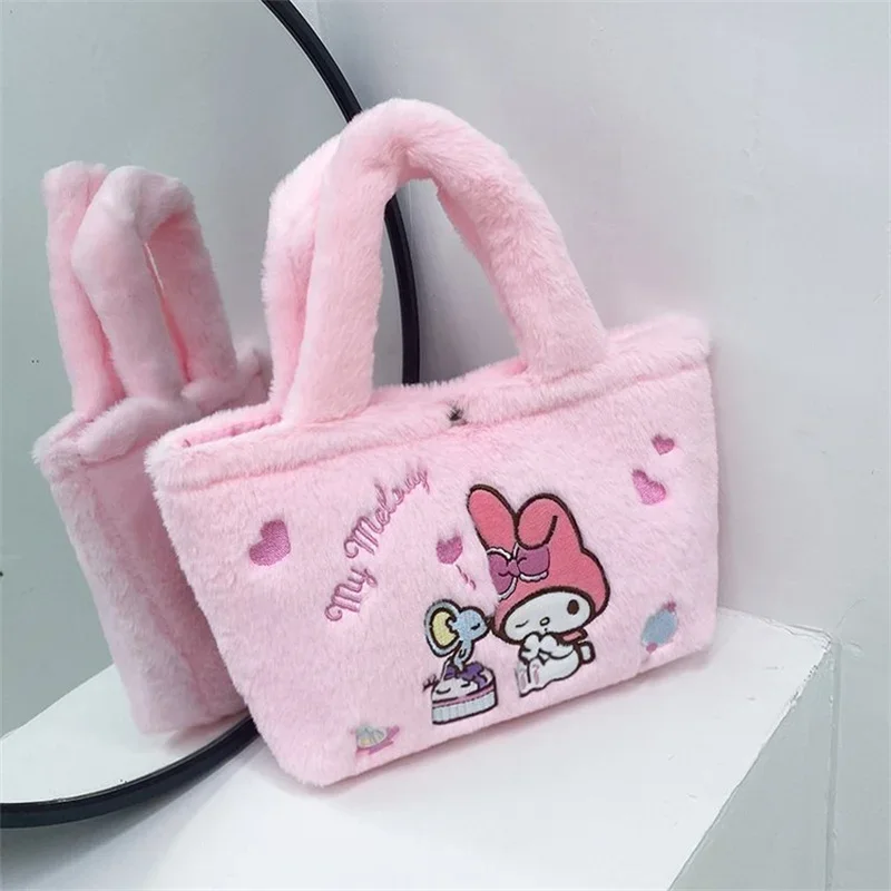 kawaii Plush Cartoon Cinnamoroll Handbag My Melody Shoulder Messenger Bags Kuromi Stuffed Makeup Backpack Girls kids Gifts