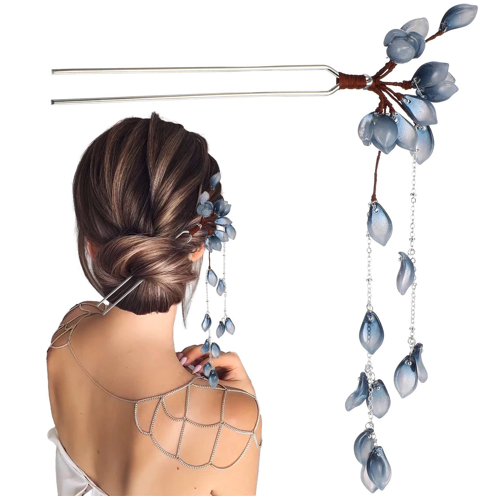 

Chinese Cream Metal Bun Clips Durable Tassel Sticks Long Hair Hair Bun Stick Accessories Hanfu Flower Pins