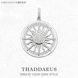 Pendant Amulet Sun White CZ Pave,Fashion 925 Sterling Silver Jewelry Europe Style Accessorie Gift For Men Woman