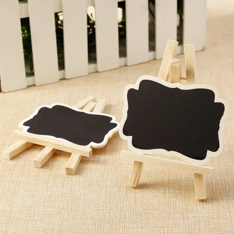 24 PCS Mini Wooden Blackboard Message Rectangular Slate Board Cards Memo Label Signs Price Digit Table