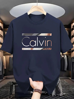 Men's casual sports T-shirt - summer sportswear, “CALVIN” print, polyester fabric, ideal for everyday wear, ideal gift!