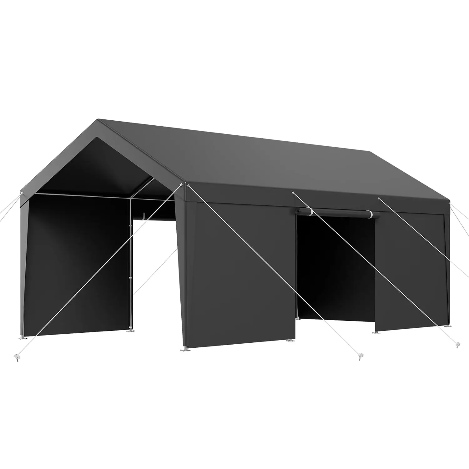 Heavy Duty 12x20FT Outdoor Carport Shelter with Galvanized Steel Frame & Sidewalls for Vehicle RV Storage, Customized