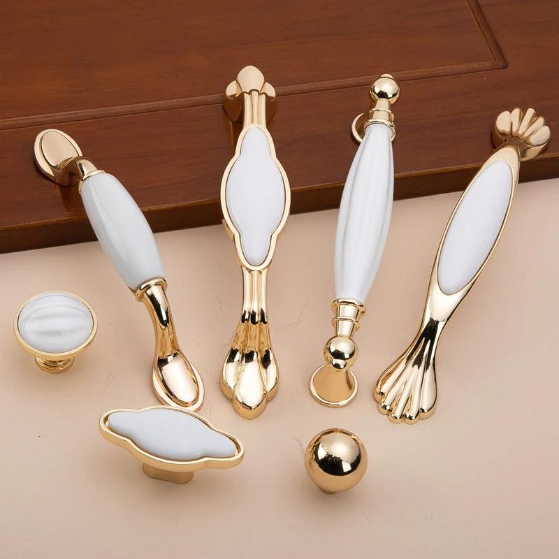 Stunning 4PCS Zinc Alloy+Ceramic Furniture Pulls Handles Drawer Knobs Cupboard Wardrobe Closet Dresser TV Cabinet Pulls Knobs