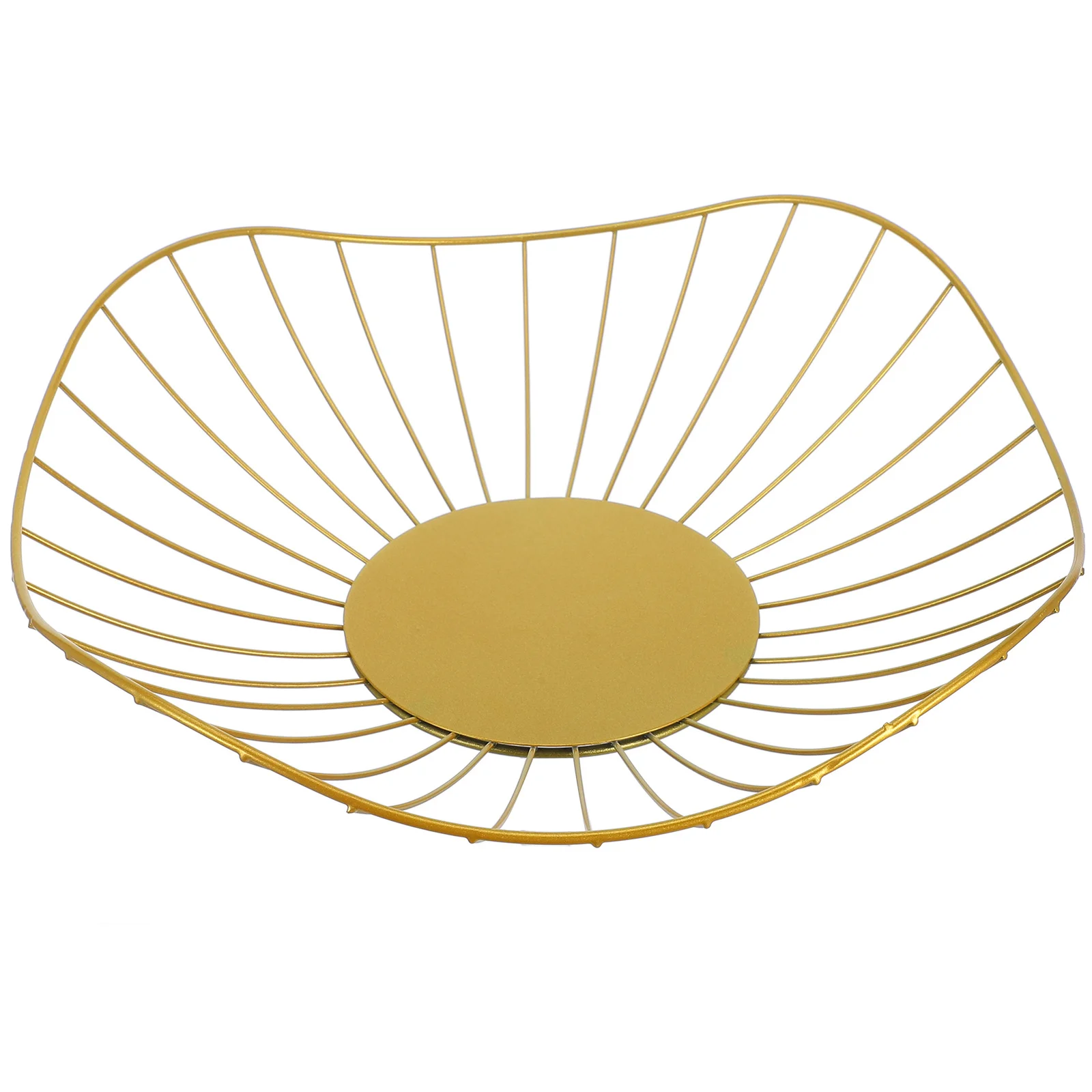 

Gold Wire Fruit Basket Iron Snack Organizer Decorative Storage Bowl Kitchen Living Room Countertop Bread Container Vegetable