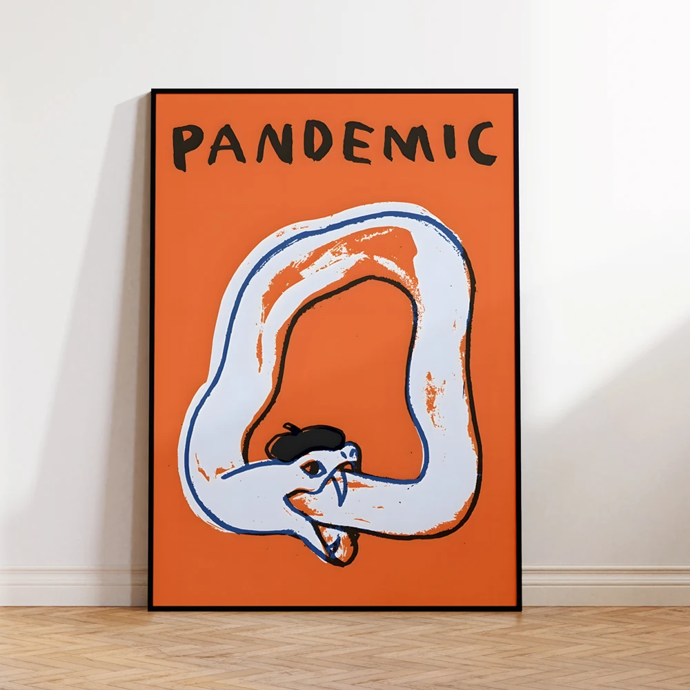 Modern Abstract Hand Painted Orange Art In Pandemic Wall Art Aluminum Frame Prints Canvas Painting Poster Living Room Home Decor