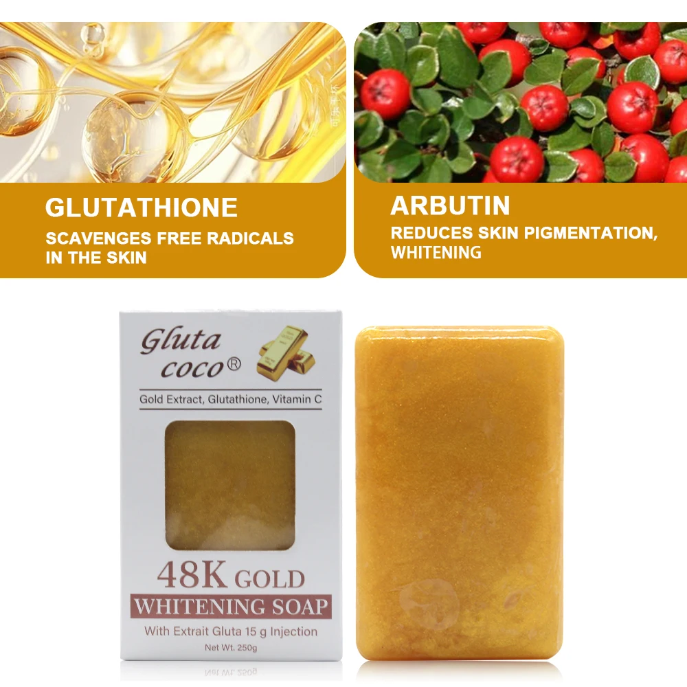 5D Gluta 48K GOLD Glutathion Soap Cleansing Skin Exfoliating Moisturizing Handmade Soap Bath Products for Dark and Caramel