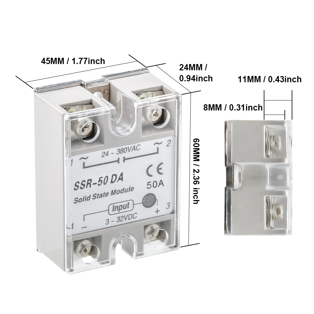 Solid state Relay SSR-10DA SSR-25DA SSR-40DA SSR-50DA 10A 25A 40A 50A actually 3-32V DC TO 24-380V AC SSR 10DA 25DA 40DA 50DA