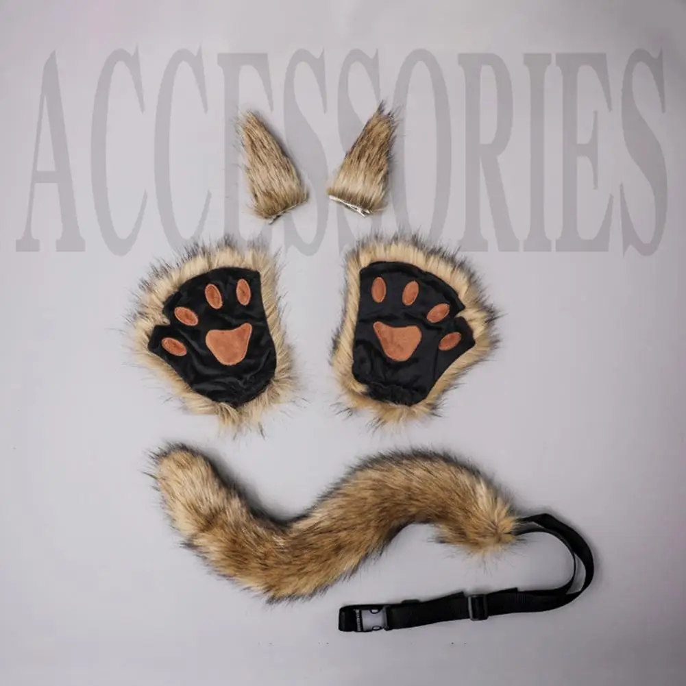 

Fox Costume Set Fox Ears Tail Paw Gloves Animal Fancy Costume Kit Accessories for Adults Halloween Cosplay Costumes