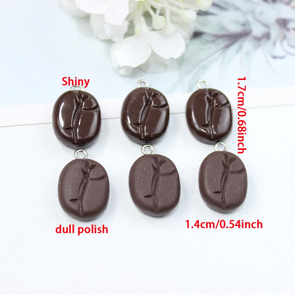 10Pcs/Lot Resin Mini Coffee Bean Charm SImulation Food Pendant For Earrings Necklace Keychain DIY Crafts Jewelry Making Findding