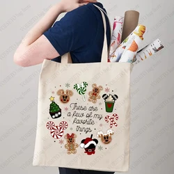 There Are A Few of My Favorite Thing Pattern Canvas Tote Bag Cute Christmas Shopping Bags Xmas Ornament New Year Gift for Girls