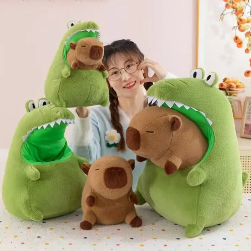 New Capybara Soft Detachable Cartoon Anime Toy Green Crocodiles Cute Cushion Pillow Birthday Gift