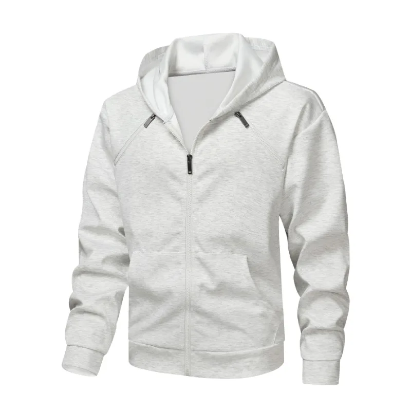 

Men's Solid Color Casual Sports Versatile Hooded Cardigan Fashionable Long-sleeved Sweatshirt Jacket