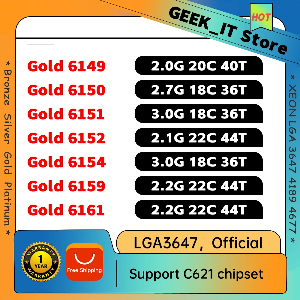 Gold 6149 6150 6151 6152 6154 6155 6159 6161 3647-pin