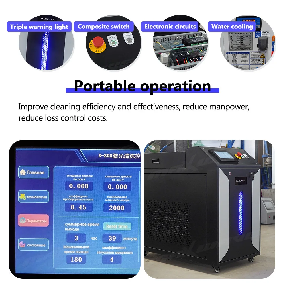 Macchina per la pulizia laser continua Macchina per la pulizia laser a fibra raffreddata ad acqua continua da 3000 W Rimozione della ruggine in cucina