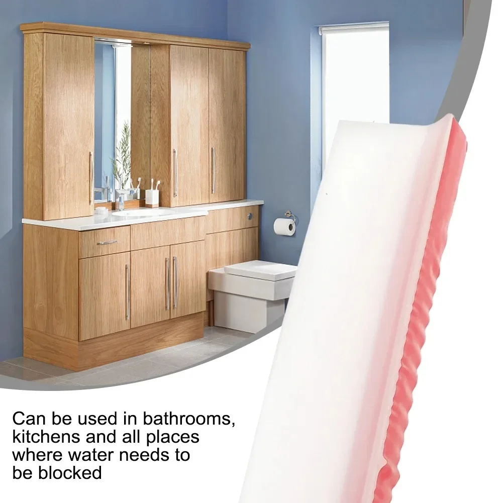 

1PC 2m/78.74inch Bathroom Water Stopper Silicone Retaining Strip Water Shower Dam Flood Barrier Dry And Wet Separation Blocker