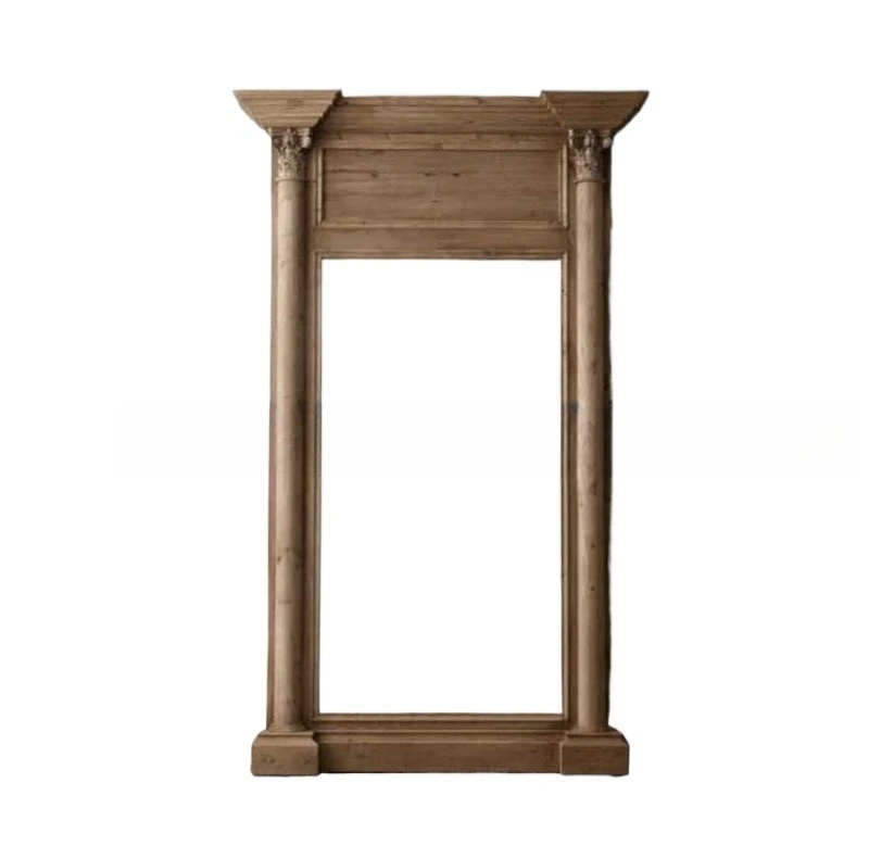 

Simple modern solid wood carving flower, fitting mirror, retro full body floor mirror, special slimming mirror for clothing