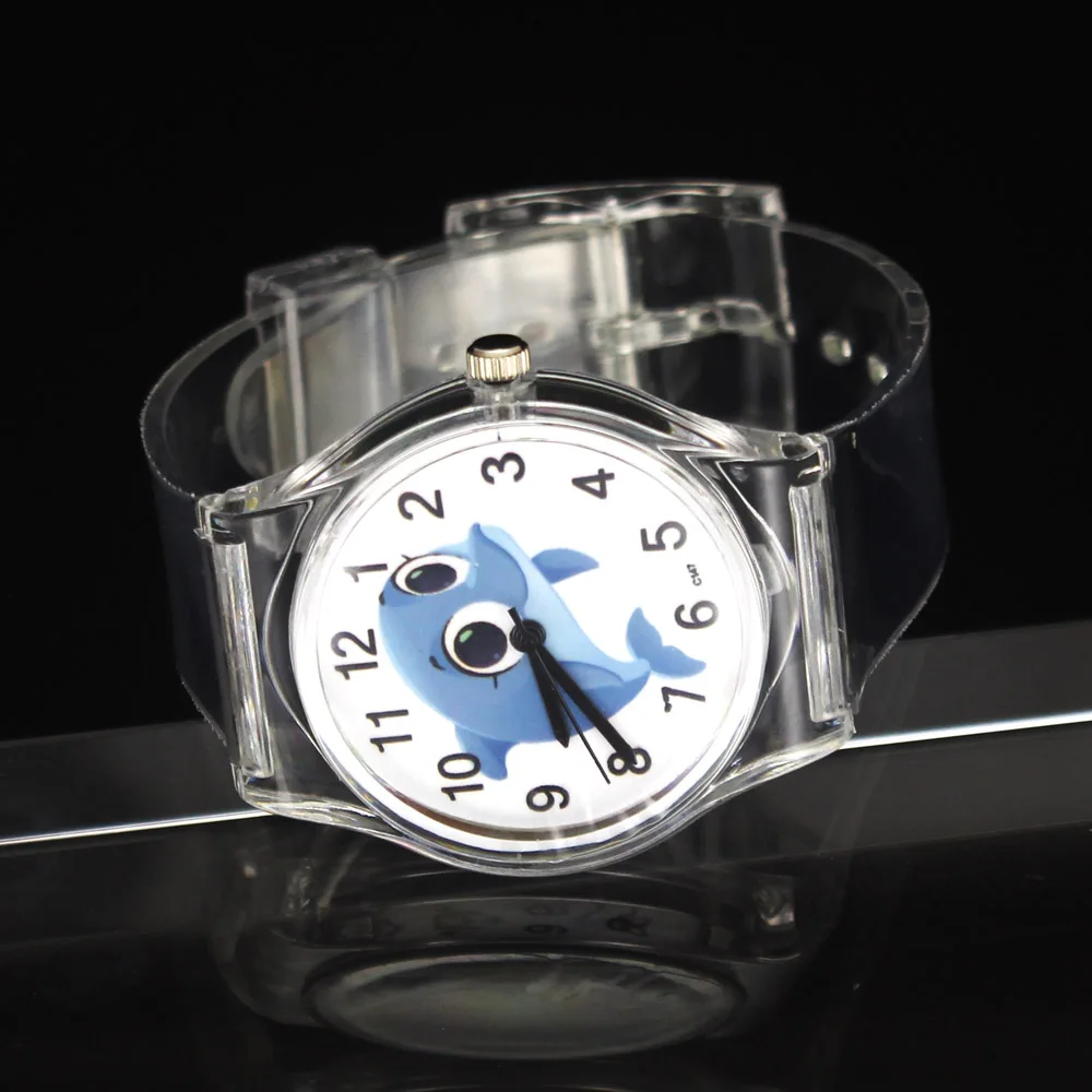 Jumping Dolphin Fish Aquarium reloj para niños bebé estudiante regalo deporte reloj de pulsera de cuarzo de goma transparente