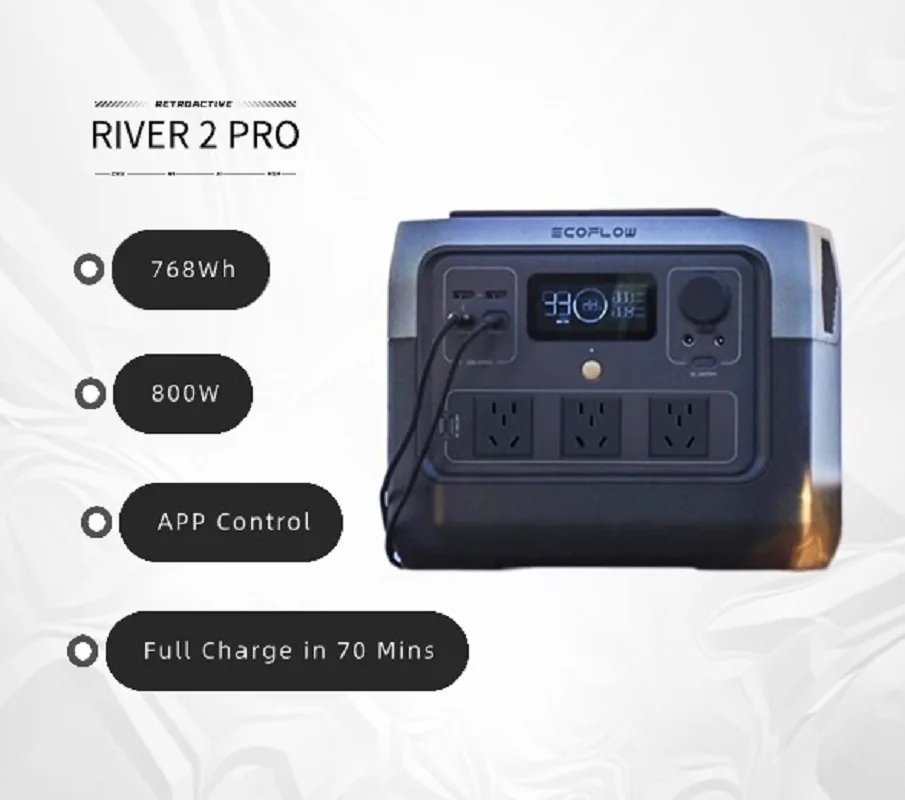 ECOFLOW RIVER 2 Pro Portable Power Station 768Wh, Power Multiple Devices, Recharge 0-80% Within 1 Hour, for Camping, RV, Outdoor