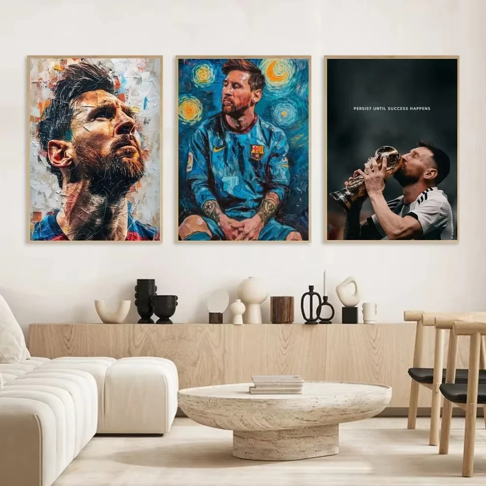 ملصق نجم كرة القدم M-Messi الأرجنتيني عالي الدقة جدار لاصق مقاوم للماء لتزيين غرفة المعيشة المنزلية #3