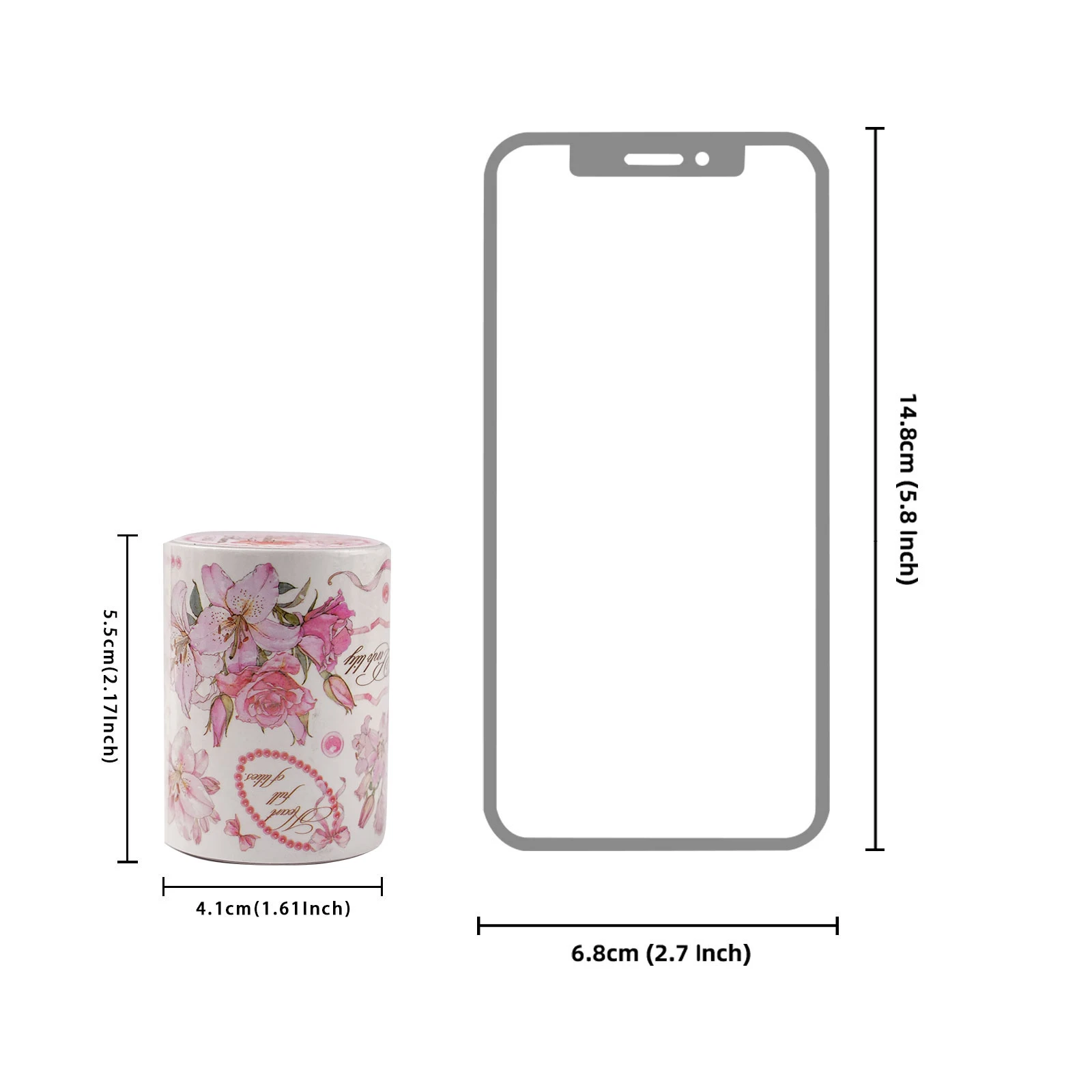 Etori Life 60mm*2m Vintage Elegant Lily Flower Classic Journal Tape Decorative Collage Material is suitable for sticker books, notebooks, handbags, baking labels, scrapbooking supplies, gift paper bags, office decoration items, vintage parties, cycling decals, school supplies, children's stickers, Korean toys, and gifts for friends