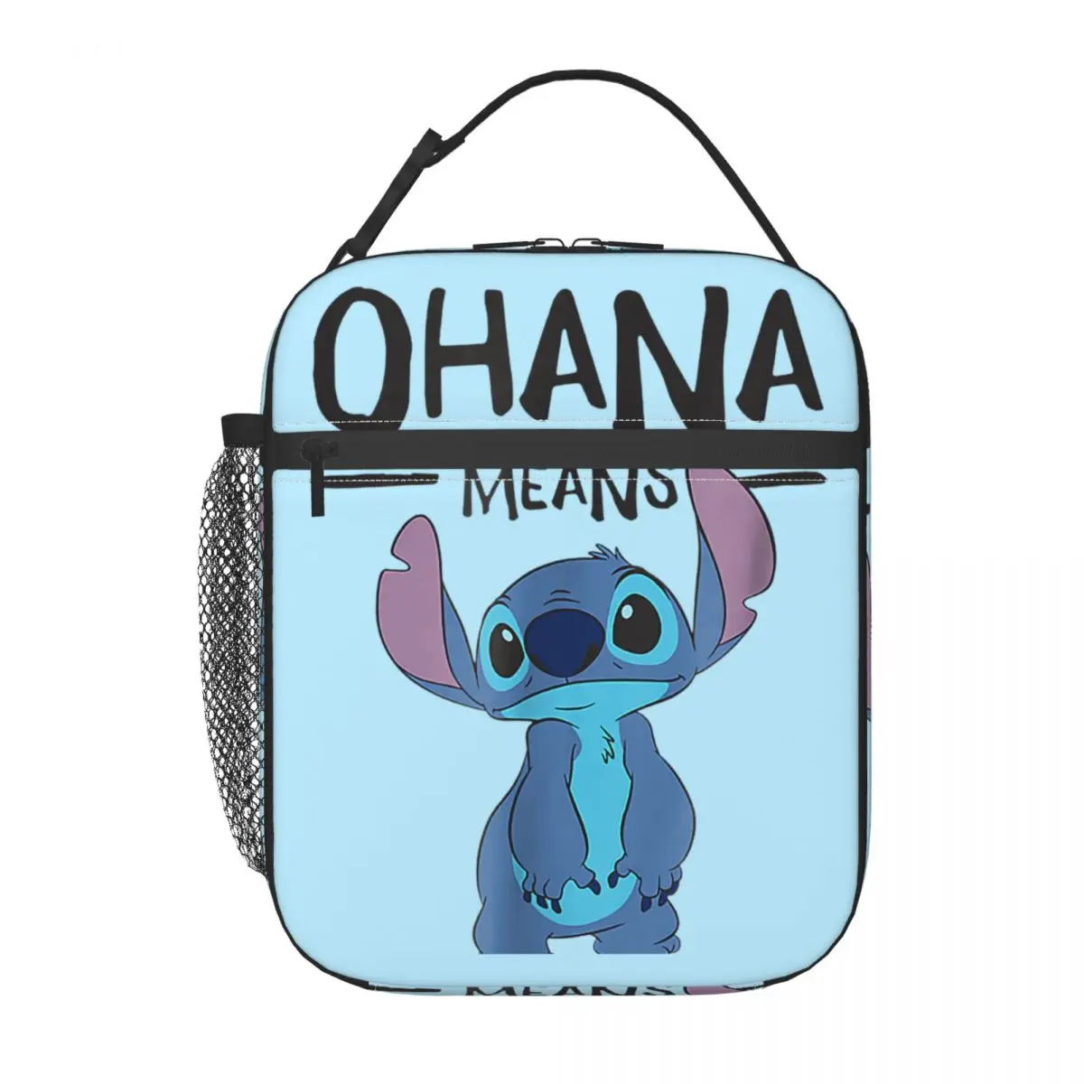 

Custom Stitch Ohana Means Anime Lunch Bag for Women Thermal Cooler Insulated Bento Box Beach Camping Travel Resuable Tote Bags