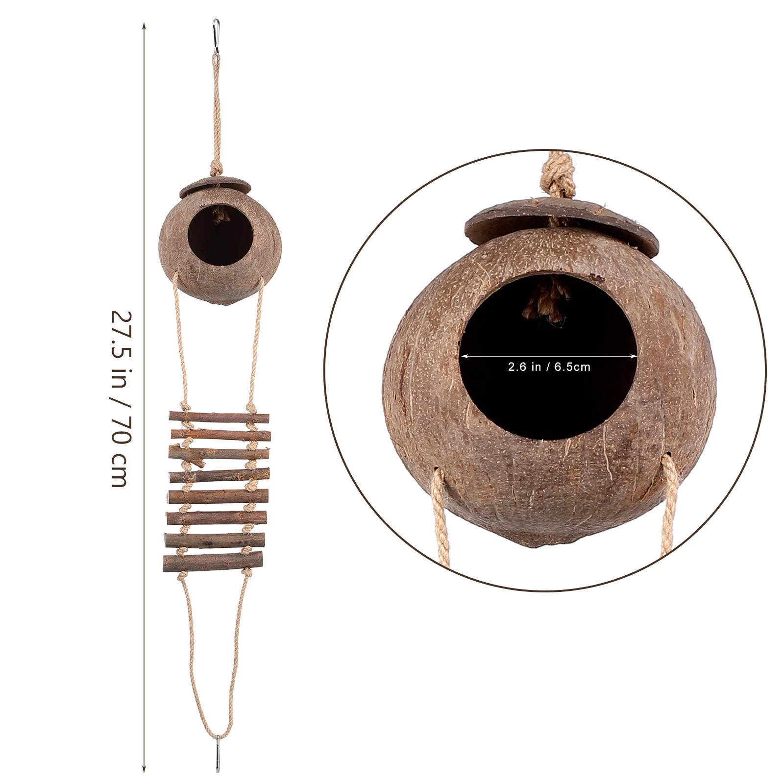 

Decorative Reptile Hideout Coconut Shell Shelter Ladder Small Lightweight Natural Reptile Shelter Lizard Hide Place